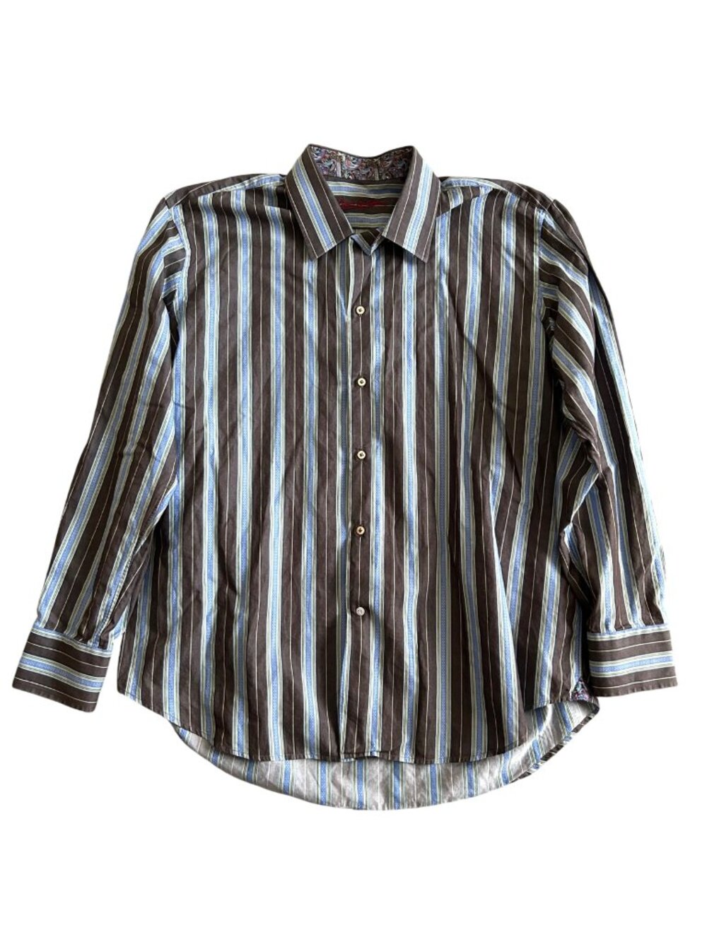 Robert Graham Men's  Sz  S17.5 triped Long Sleeve Button-Up Shirt Classic Fit